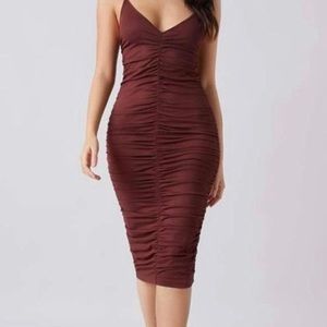 SheIn Ruched Maroon Colored Dress
